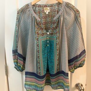 Fig and Flower Anthro Multicolor Bohemian Blouse